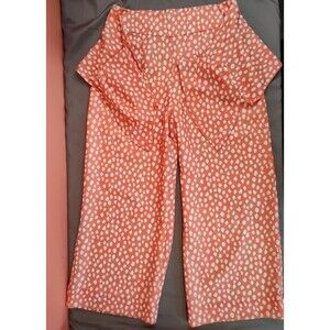 Women's Crosby by Mollie Burch Flowy Tie Front Wide Leg Pants Coral White Small